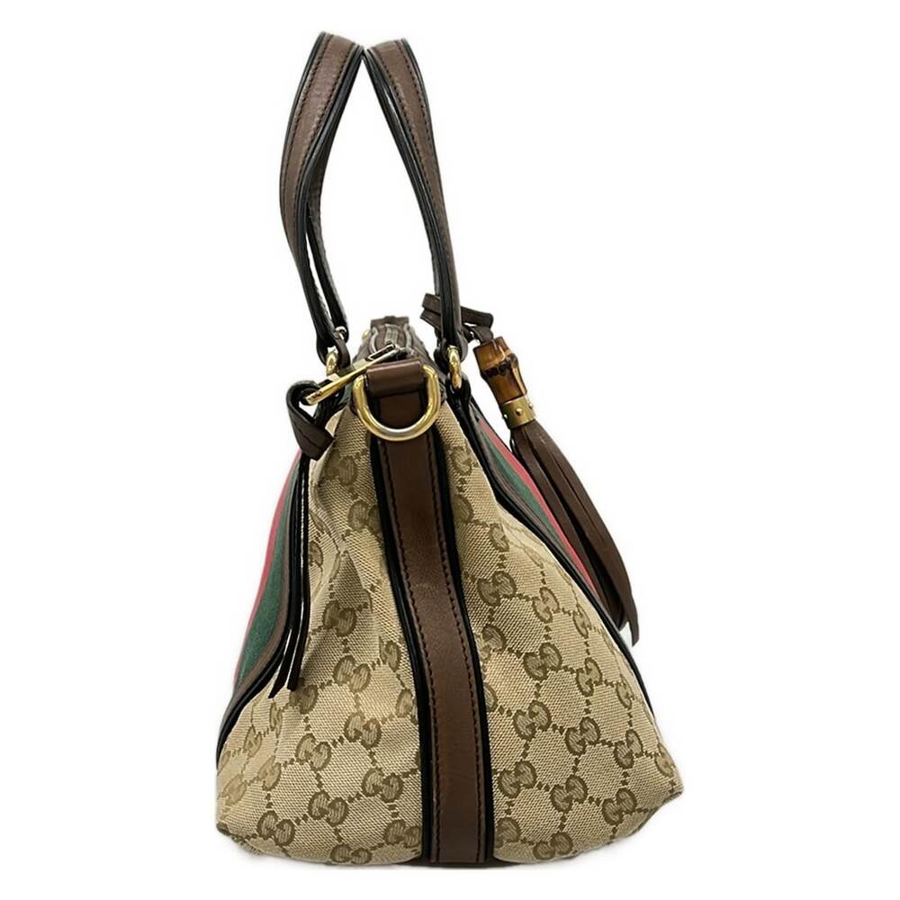 Gucci GG/Sherry Handbag 353114 Beige Dark Brown Multi Jacquard Leather - Picture 2 of 15